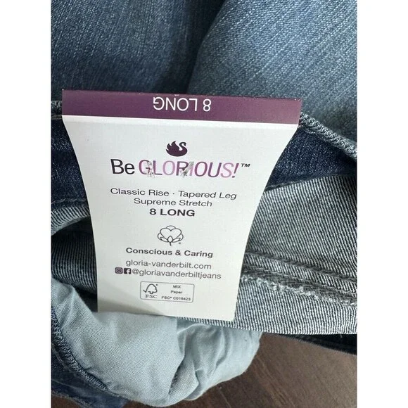 Gloria Vanderbilt Women's Amanda Slimming Jeans Tapered Leg Supreme Stretch 8 - Picture 8 of 8